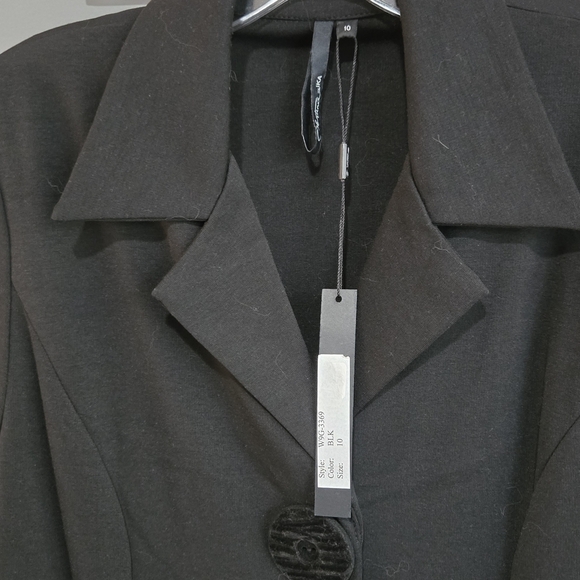 Obstinee By IKA Black Suit Jacket with Notched Lapel, SIZE 10 - Picture 3 of 5